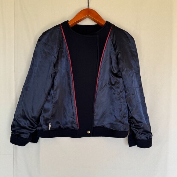 J. Crew Navy Blue Wool Blend Double Cloth Zip Front Wool Blend Jacket Size 14 - Picture 5 of 16